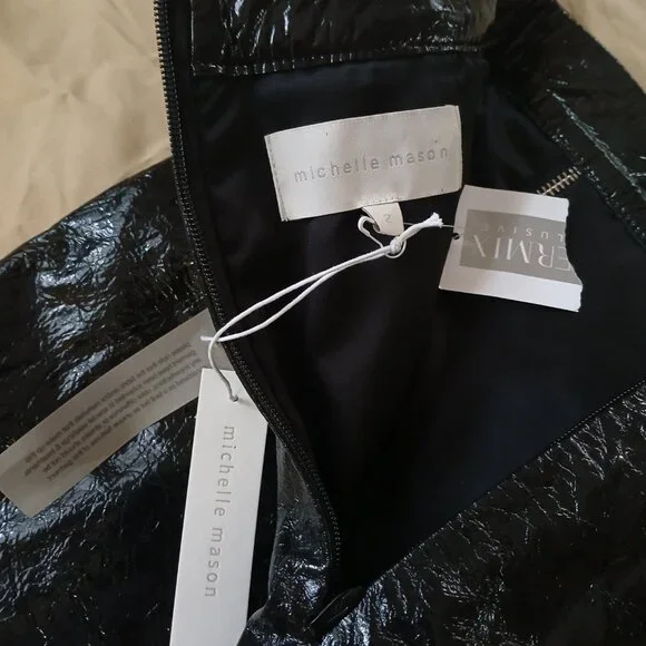 NWT Michelle Mason patent leather skipper skirt Sz 2 - Picture 2 of 4